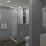 gray and white simple bathroom